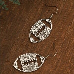 Silver Football Dangle Earrings